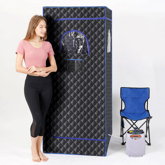 Sauna, Portable Sauna Box,Single Personol Steam Sauna for Home Spa,Large Space Sauna Tent Full Body for Home with 3L 1100w Steamer,Chair,Foot Massager,Remote Control Included